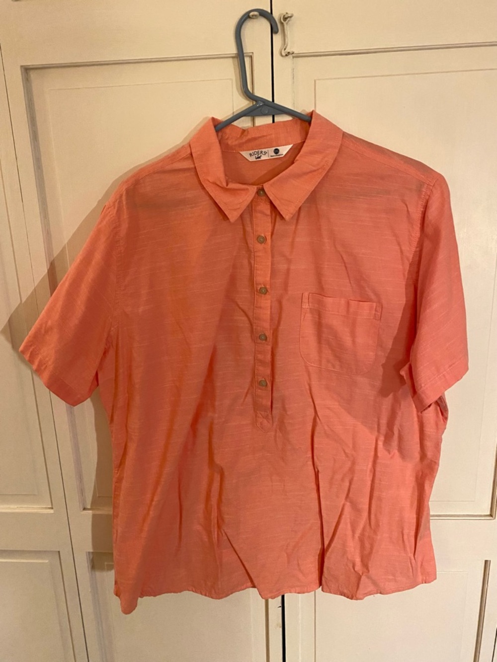 Riders by Lee Button Down Short-Sleeved Shirt (Salmon Pink)